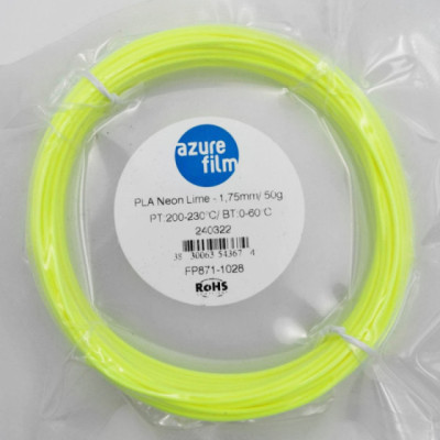 Filament AzureFilm PLA Neon Lime 1,75 mm 50 g