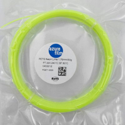 Filament AzureFilm PET-G Neon Lime 1,75 mm 50 g