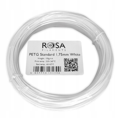 Filament ROSA 3D PET-G Standard High Speed White 1,75 mm 100 g