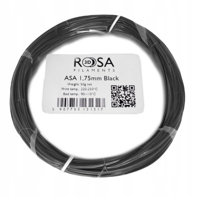 Filament ROSA 3D ASA Black / Czarny 1,75 mm 50 g