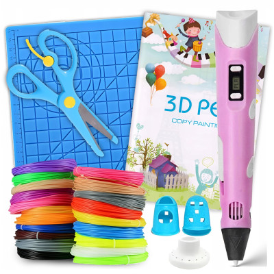 Zestaw Długopis 3D Pen Różowy + 100 M wkładów + Szablony + Mata