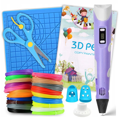 Zestaw Długopis 3D Pen Fioletowy + 100 M wkładów + Szablony + Mata