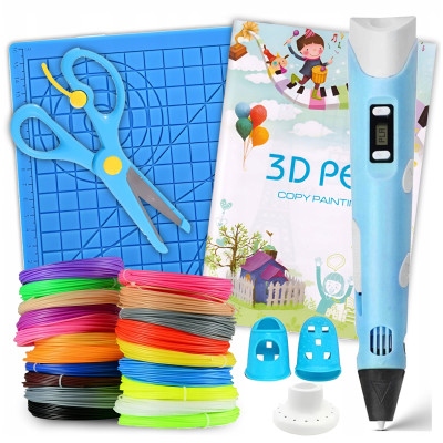 Zestaw Długopis 3D Pen Niebieski + 100 M wkładów + Szablony + Mata