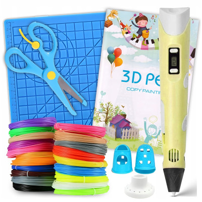 Zestaw Długopis 3D Pen Żółty + 100 M wkładów + Szablony + Mata