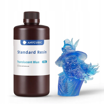 Żywica Anycubic Standard Translucent Blue Niebieski 1kg 1l do Drukarki 3D